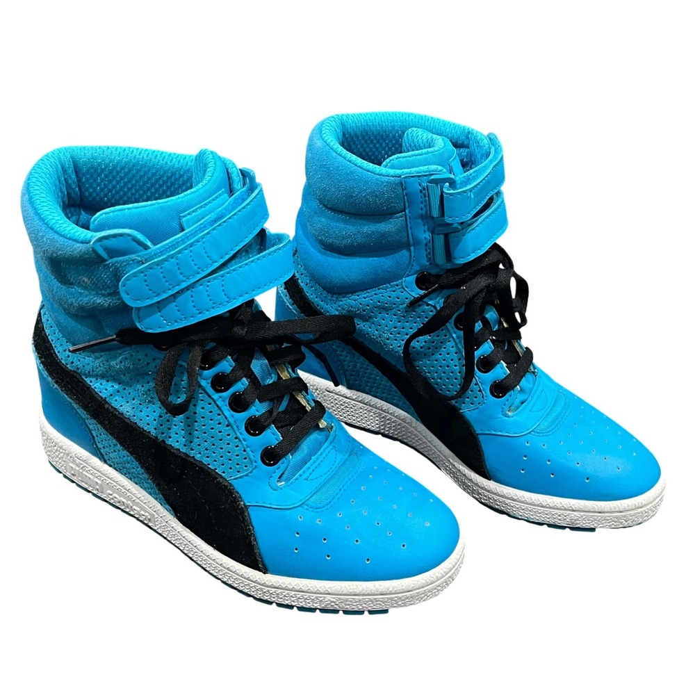 Puma Contact Sky Hidden Wedge Sneakers Blue Black Womens 7 Bright Streetwear